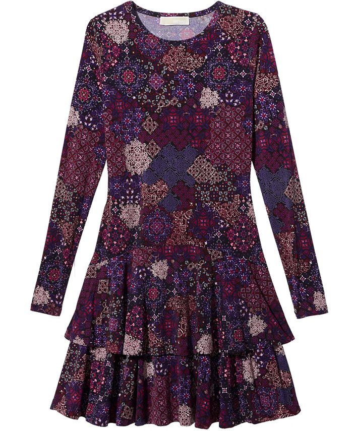 Michael Kors Petite Mega Patchwork Printed Tiered Dress Macy s