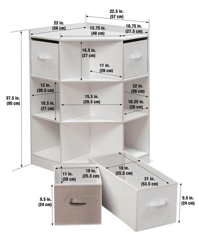 Badger Basket Corner Cubby Storage Unit with Four Reversible Baskets