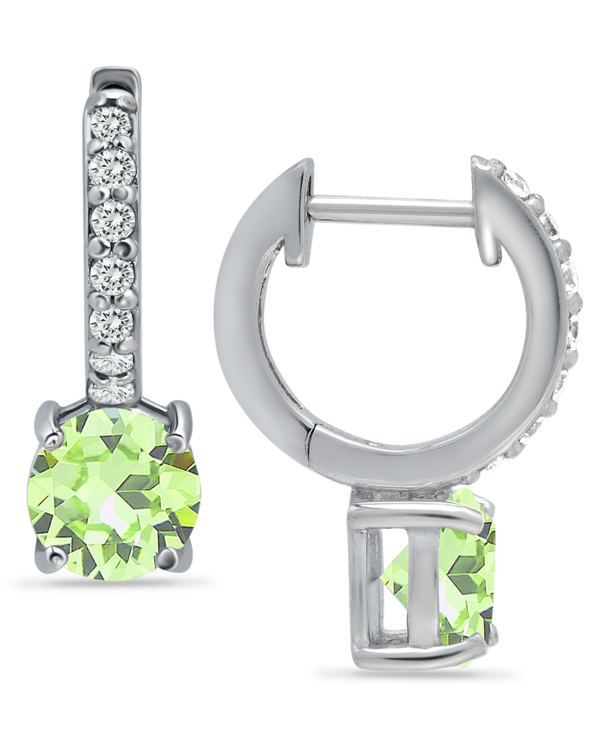 Giani Bernini Colored Cubic Zirconia Huggie Hoop Earrings In Sterling Silver Or 18k Gold Over Silver (also Availab In Light Green,silver