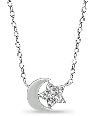 Giani Bernini Cubic Zirconia Moon & Star Pendant Necklace in Sterling ...