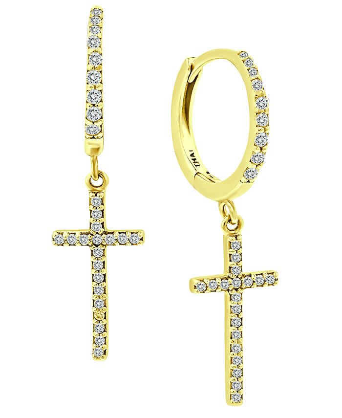 Giani Bernini - Cubic Zirconia Cross Dangle Hoop Earrings in 18k Gold-Plated Sterling Silver