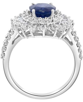 EFFY&reg; Ruby (1-7/8 ct. t.w.) & Diamond (1/4 ct. t.w.) Halo Statement Ring in 14k White Gold (Also in Sapphire and Emerald)