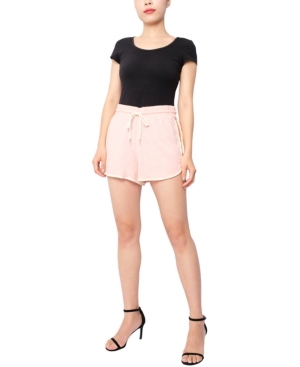 image of Derek Heart Juniors- Cotton Knit Contrast-Trim Shorts