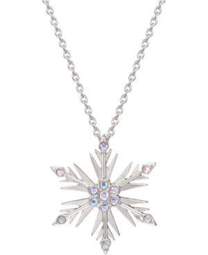 image of Rocklove Disney-s Frozen Crystal Snowflake Pendant Necklace in Sterling Silver, 18