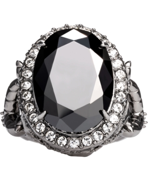 image of Rocklove Disney-s Maleficent Crystal Statement Ring in Black Rhodium-Plated Sterling Silver