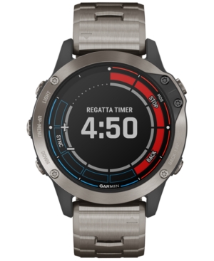 image of Garmin Unisex Quatix 6 Gray Silicone Strap Touchscreen Smart Watch 33mm