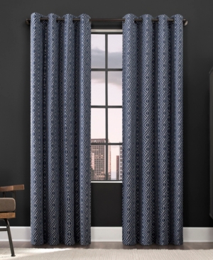 Scott Living Gresham Geometric 100% Blackout Grommet Curtain Panel, 96" X 52" In Blue