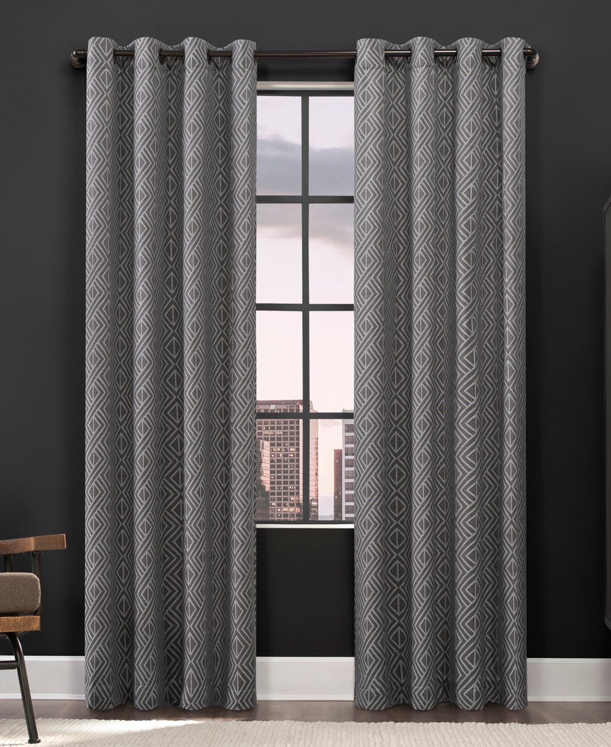 Scott Living Gresham Geometric 100% Blackout Grommet Curtain Panel, 96