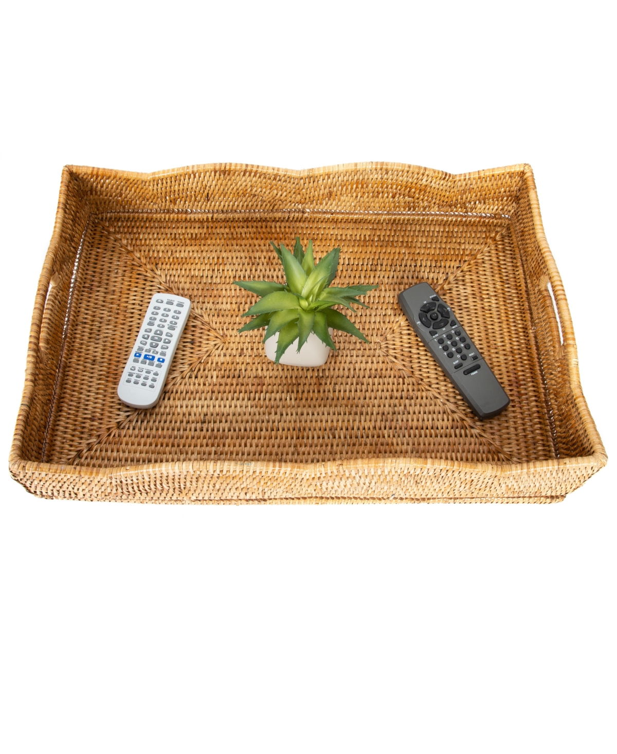 Artifacts Trading Company Rattan Scallop Collection Rectangular Tray