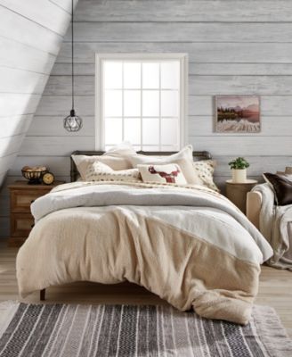 Colorblock Sherpa Comforter Sets Bedding