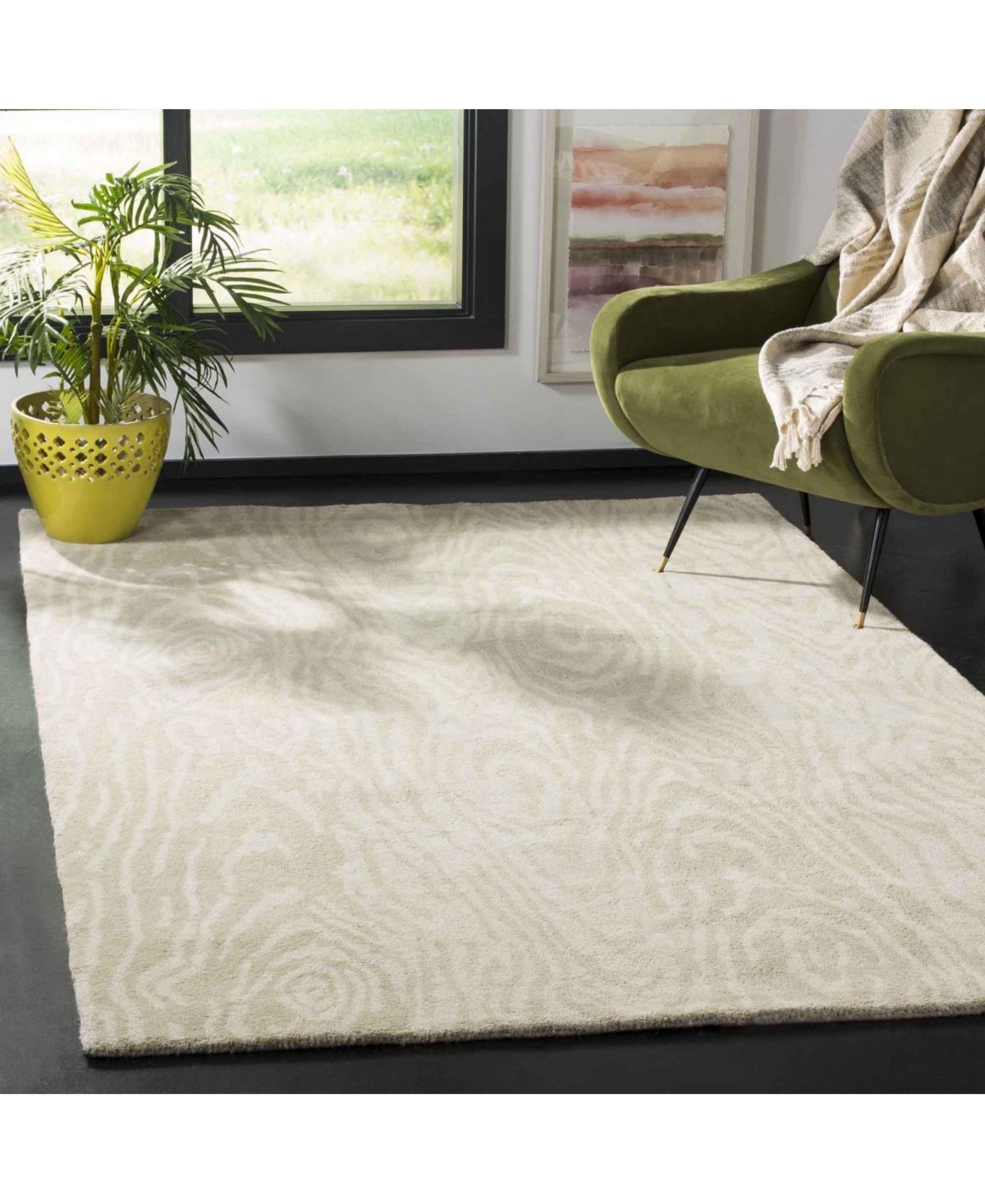 Martha Stewart Collection Layered Faux Bois MSR4534BArea Rug - Beige