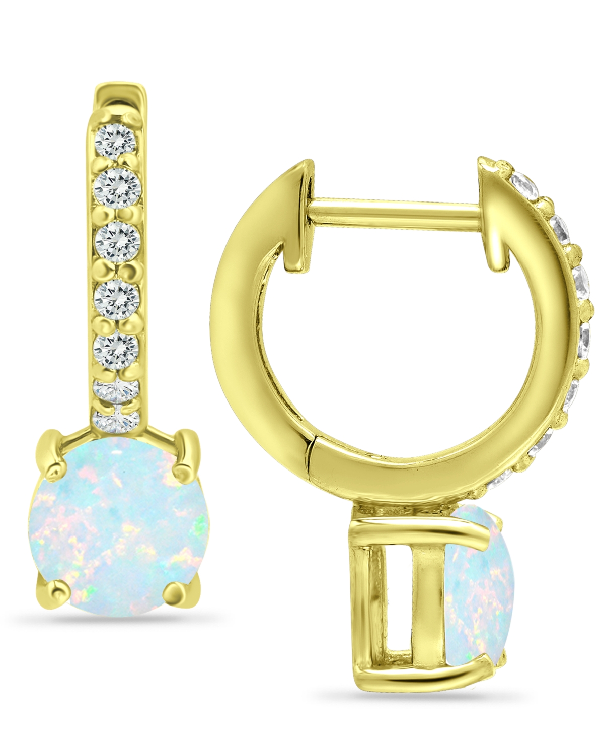 Giani Bernini Colored Cubic Zirconia Huggie Hoop Earrings In Sterling Silver Or 18k Gold Over Silver (also Availab In Lab Created Opal,gold Over Silver