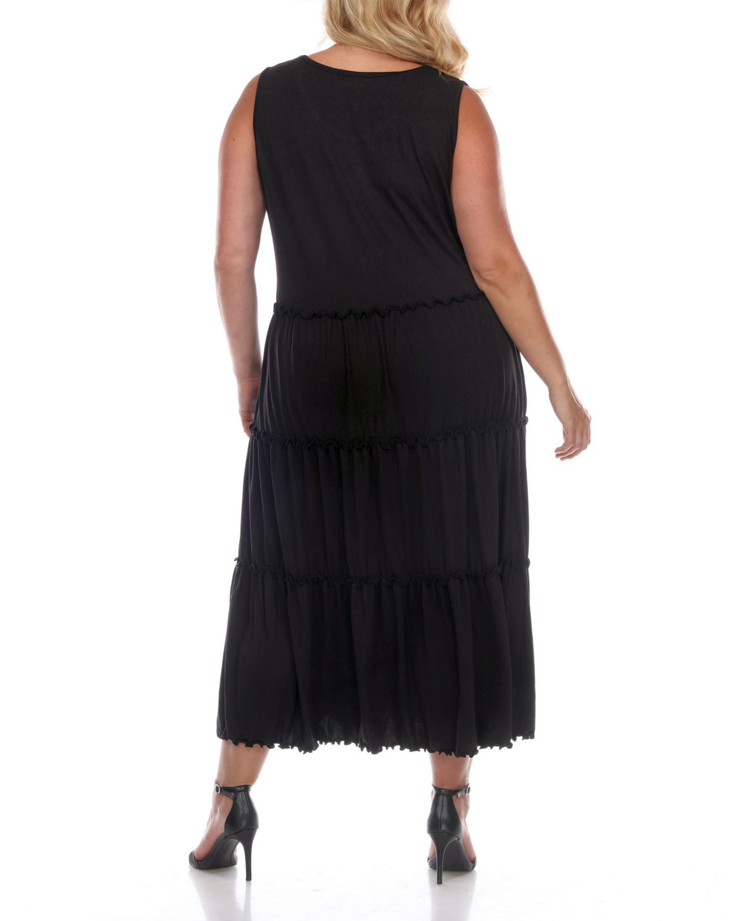 Plus Size Scoop Neck Tiered Midi Dress