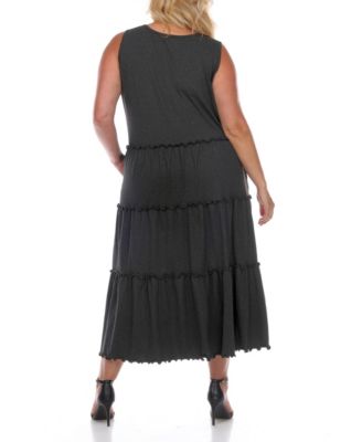 Plus Size Scoop Neck Tiered Midi Dress