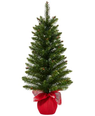 Holiday Lane - Christmas Cheer 30"H Green Tree with Red Berries and Snow Dusting