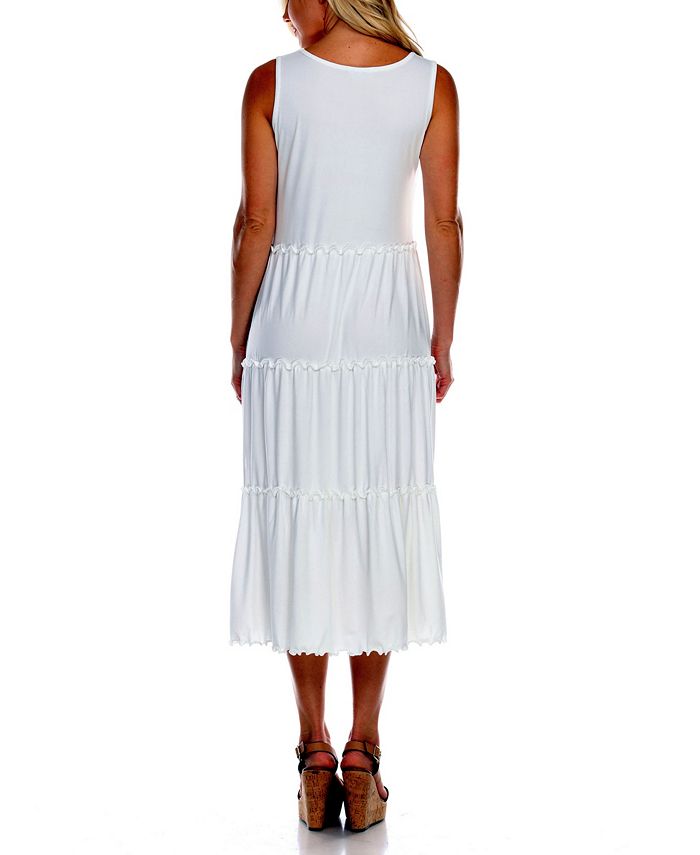 White Mark Maternity Plus Size Scoop Neck Tiered Midi Dress - Macy's