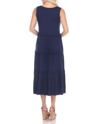 Women's Scoop Neck Tiered Midi Dress