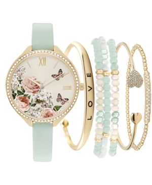 image of Jessica Carlyle Women-s Mint Green Strap Watch 38mm Gift Set