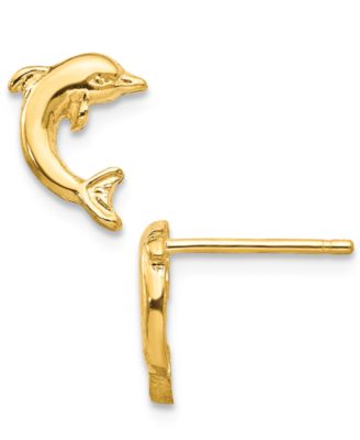 14k gold dolphin stud earrings