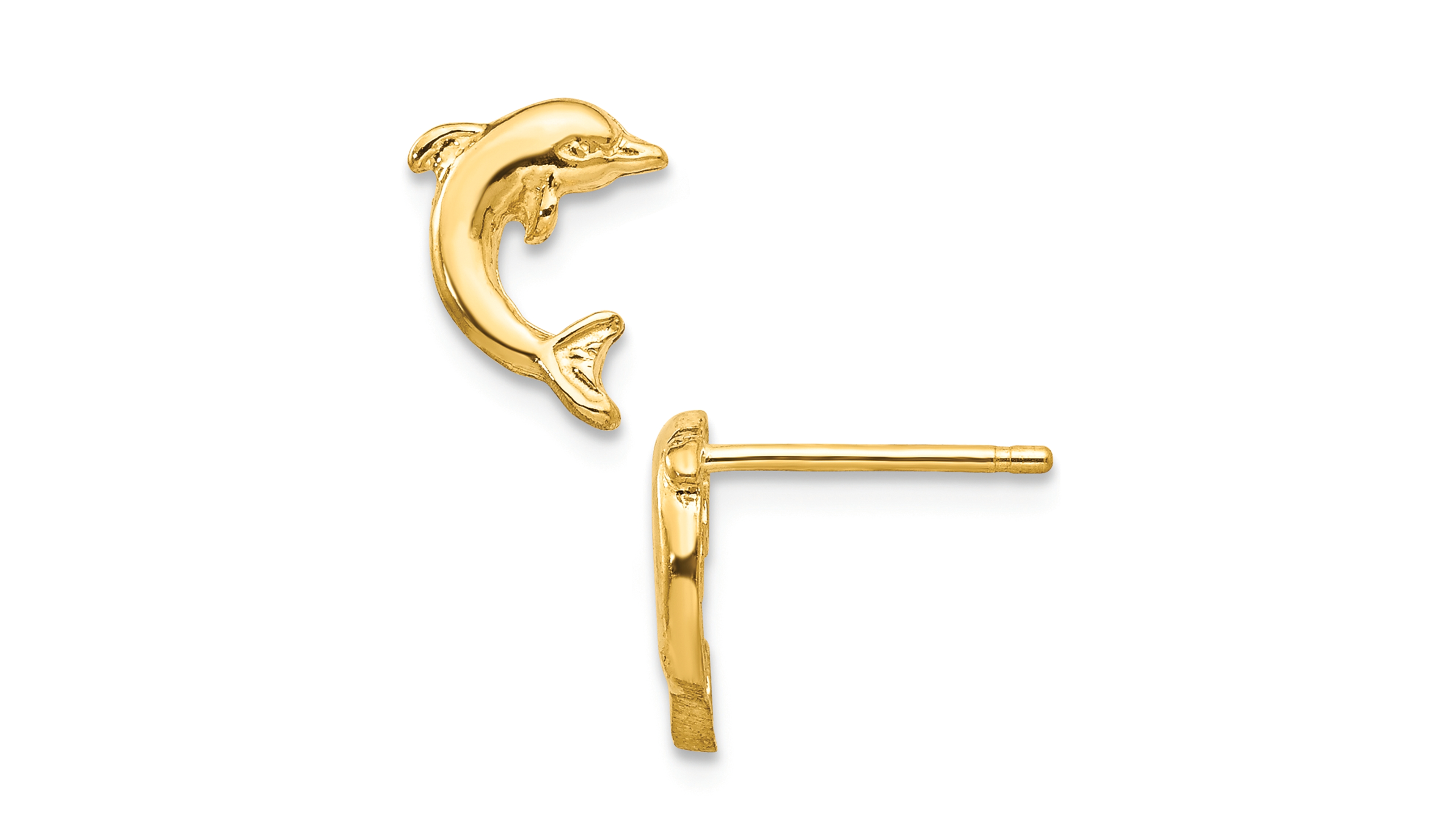 Dolphin Stud Earrings in 14k Gold