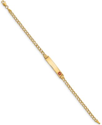 Medical Info ID Plate Bracelet in 14k Gold