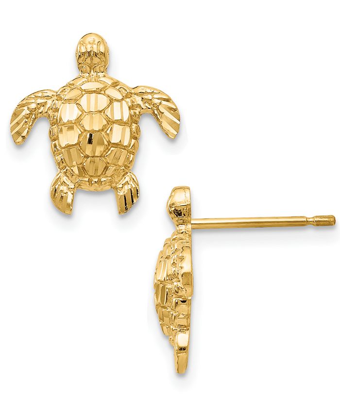Macy's Textured Sea Turtle Stud Earrings in 14k Gold & Reviews - Earrings -  Jewelry & Watches - Macy's