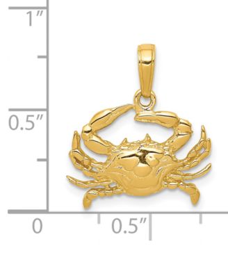 Crab Charm Pendant in 14k Yellow Gold