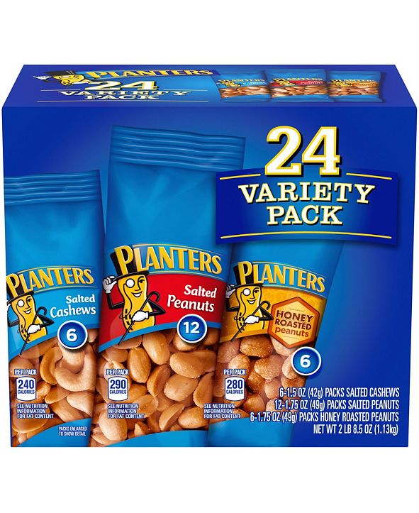 Planters Peanuts and Cashew Nuts Variety Pack 1.7 oz, 24 Count