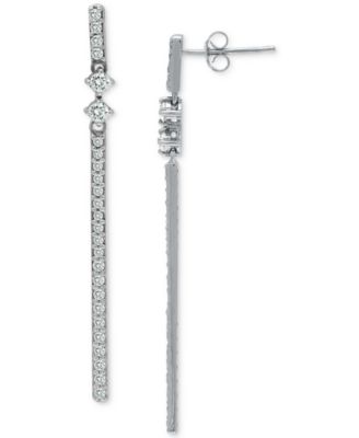 Cubic Zirconia Linear Bar Drop Earrings