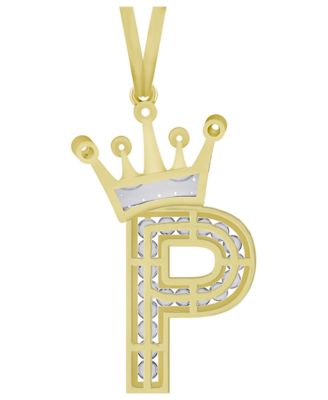 Men's Diamond (3/8 ct.t.w.) Crowned Initial Pendant in 10k Yellow Gold