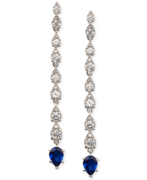 image of Elliot Danori Silver-Tone Cubic Zirconia & Stone Linear Drop Earrings, Created for Macy-s