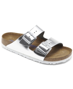 image of Birkenstock Women-s Arizona Natural Leather Metallic Sandals from Finish Line