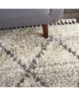 Oslo Shag OSL01 Ivory and Gray 4' x 6' Area Rug