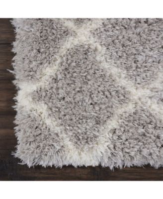 Luxe Shag LXS02 Gray and Ivory 8'2" x 10' Area Rug