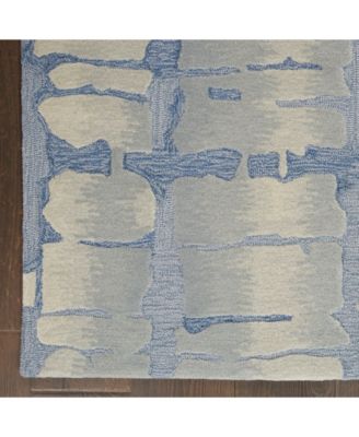 Symmetry SMM04 Blue and Gray 5'3" x 7'9" Area Rug