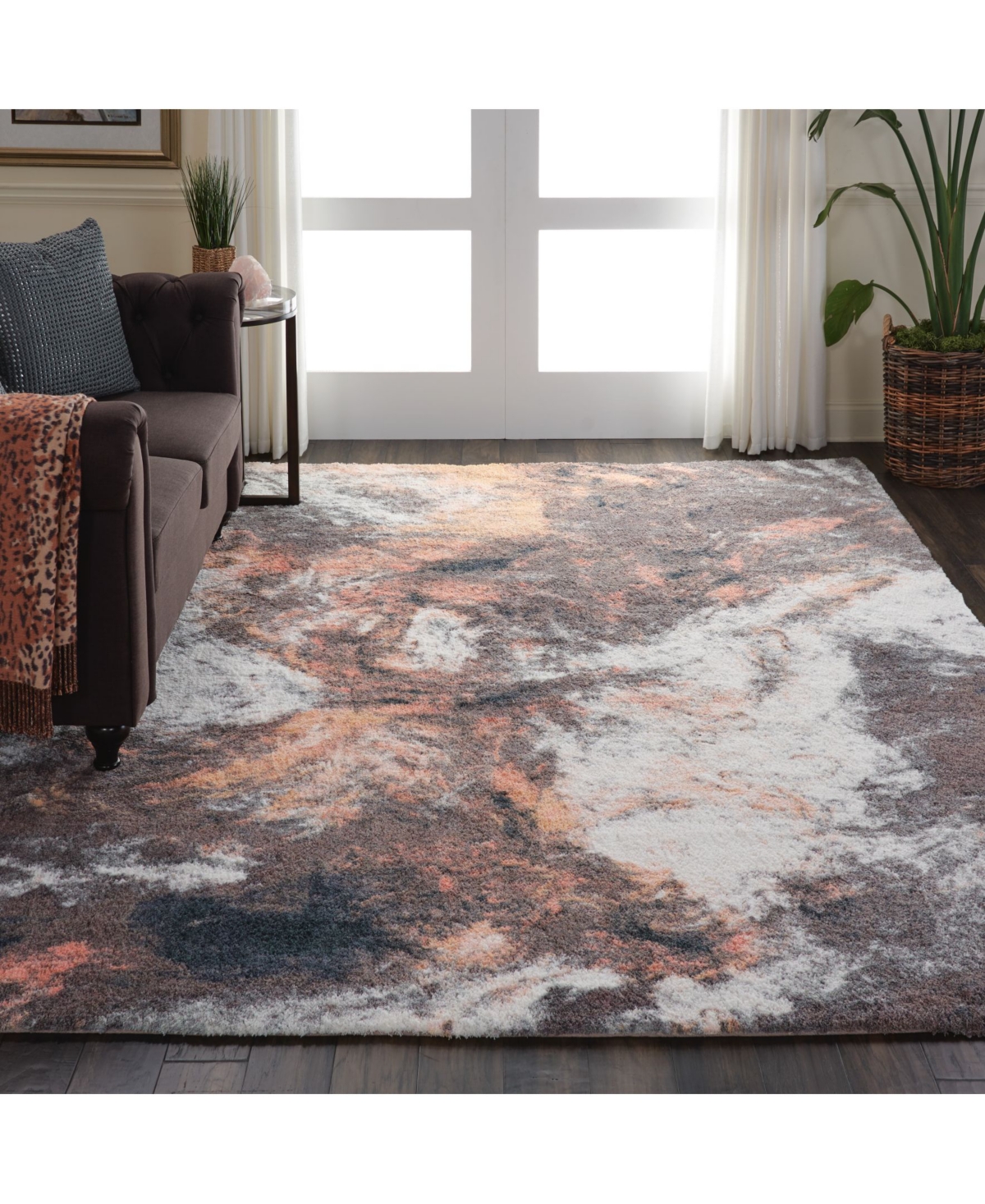 Nourison Home Corsica Shag Crc05 Blue And Multi 7'6" X 9'6" Area Rug In Blue,multi