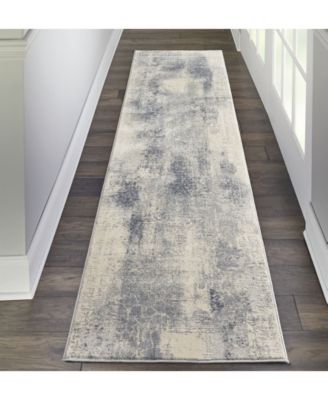 Rustic Textures RUS02 Blue and Ivory 2'2" x 7'6" Runner Rug