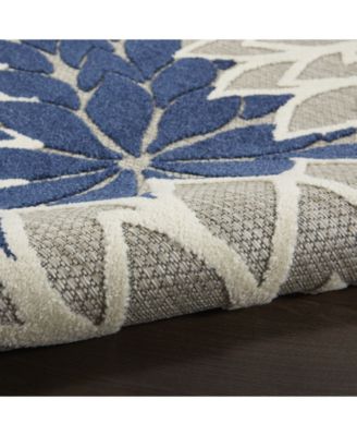 Aloha ALH05 Ivory and Navy 7'10" x 10'6" Outdoor Area Rug