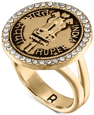 image of Rachel Rachel Roy Gold-Tone Pave Coin Statement Ring