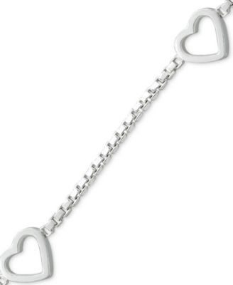 Sterling Silver Bracelet, Open Heart Chain