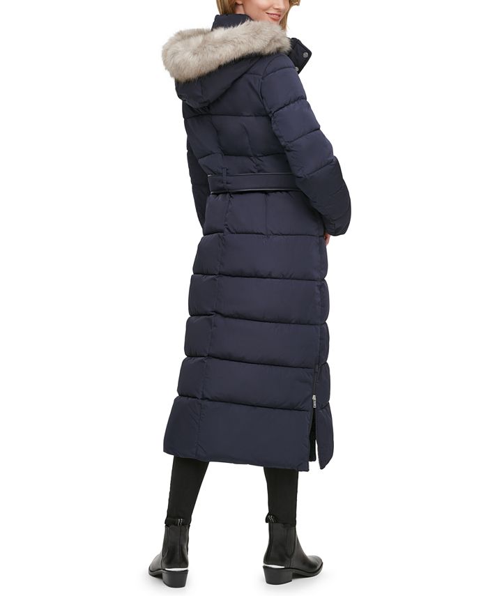 Dkny Faux Fur Trim Hooded Maxi Puffer Coat And Reviews Coats Women Macys 