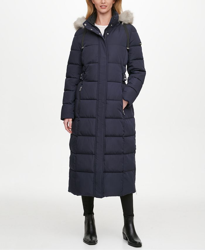 DKNY Faux-Fur Trim Hooded Maxi Puffer Coat & Reviews - Coats - Women ...