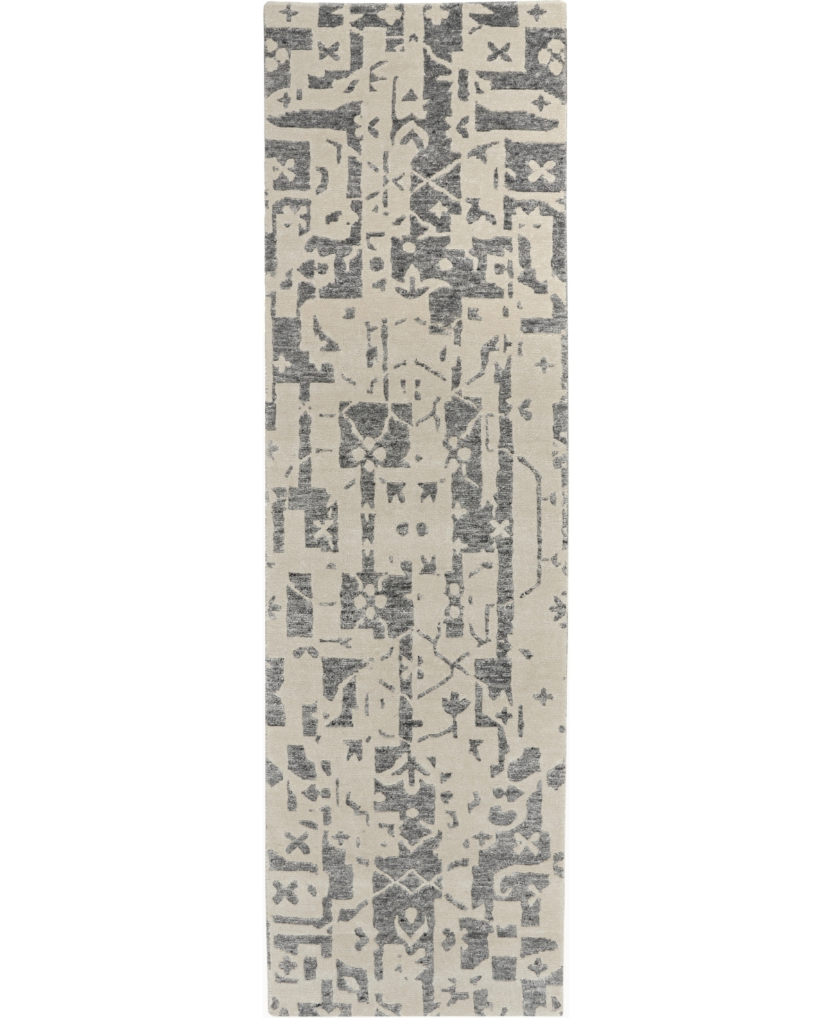 Nourison Home Silk Shadows SHA19 Ivory and Gray 2'3in x 8' Runner Rug - Ivory/Gray