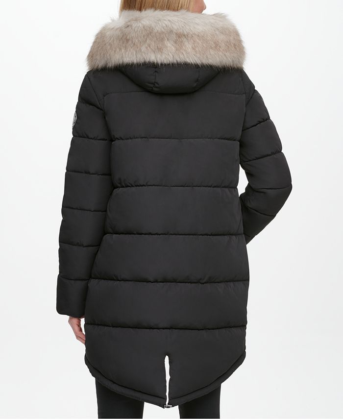 DKNY Faux-Fur-Trim Hooded Puffer Coat & Reviews - Coats - Women - Macy's