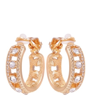 image of T Tahari Crystal Clip Hoop Earring
