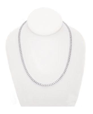 Cubic Zirconia Tennis Necklace In Silver Plate or Gold Plate