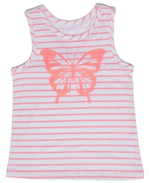 Little Girls Striped Graphic Racer Back Tank