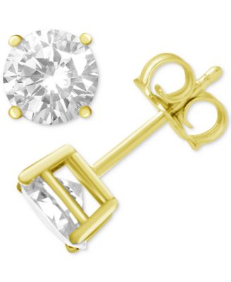 Cubic Zirconia 1/4" Stud Silver Plate Earrings