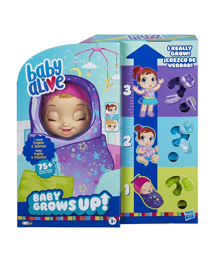 Baby Alive Baby Grows Up Happy Doll - Grows From Newborn To Girl, Speaks English/Spanish