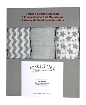 Tendertyme Baby Boys and Girls 3 Piece Swaddle Blankets